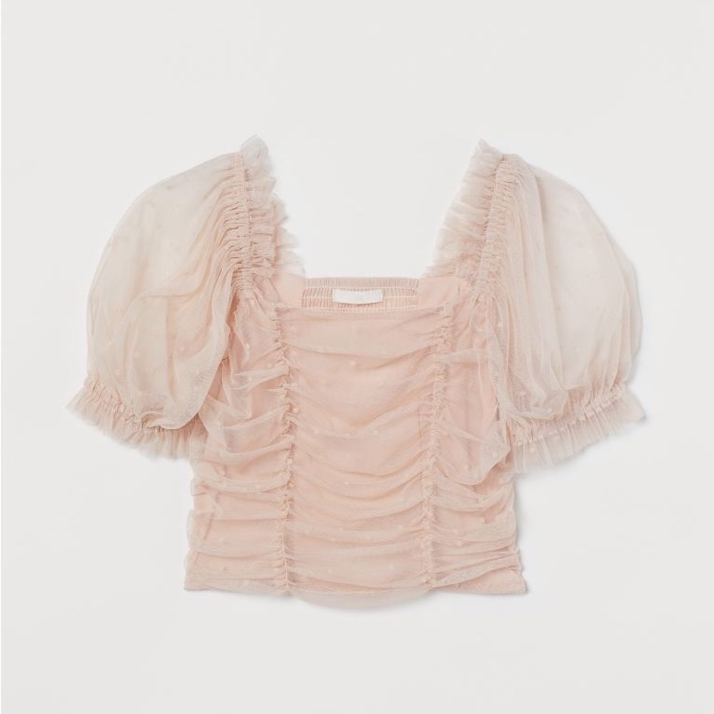 XXS H&M puff sleeved mesh top